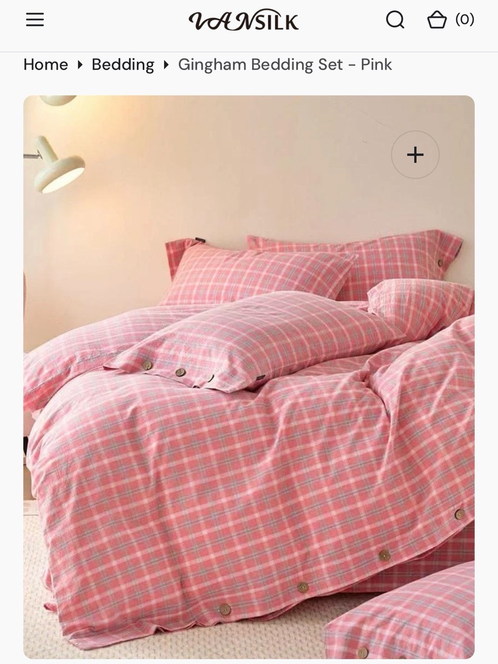 Pink Gingham Duvet Cover Set